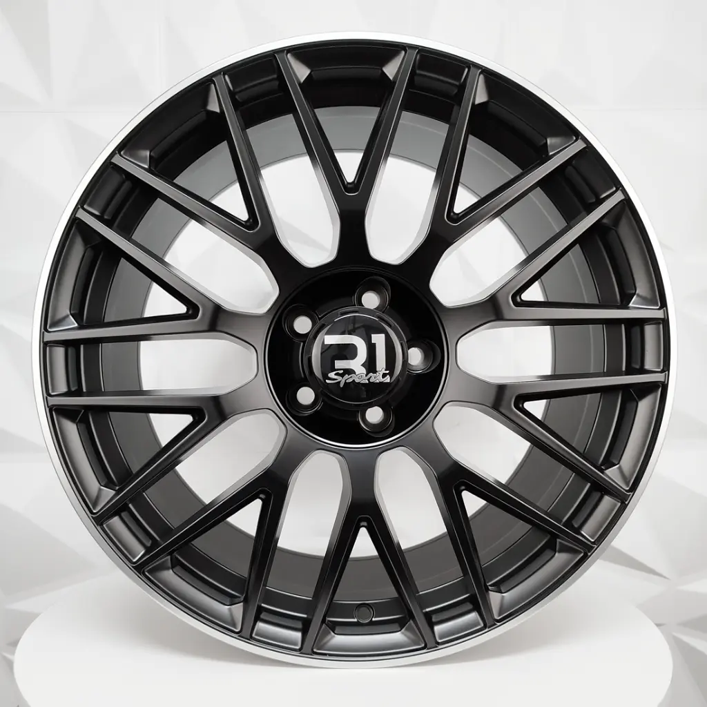 RIN 20X8.5 5-112 R1 SPORT H932F MATTE BLACK MACHINE LIP ET38 CB66.56